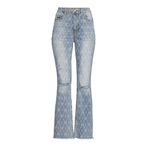 No Boundaries Denim - No Boundaries Butterflies Print Juniors Five Pocket Flare Jeans Size 17 NEW